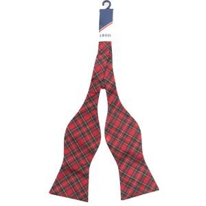 Izod Adjustable Self Tie Red Green Plaid Bowtie